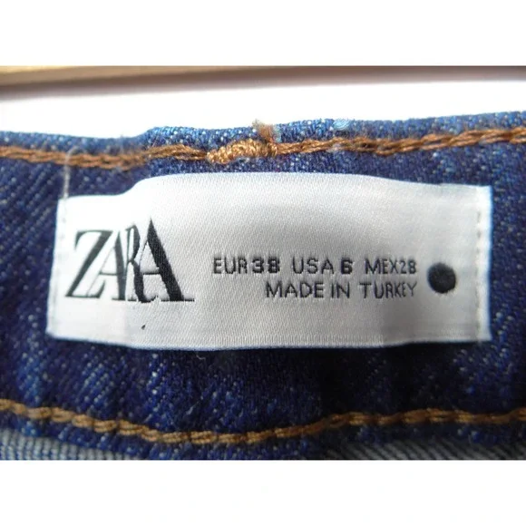 Zara Womens High Rise Straight Leg Jeans Dark Indigo Blue Size 6 MEX 28 - Picture 2 of 6